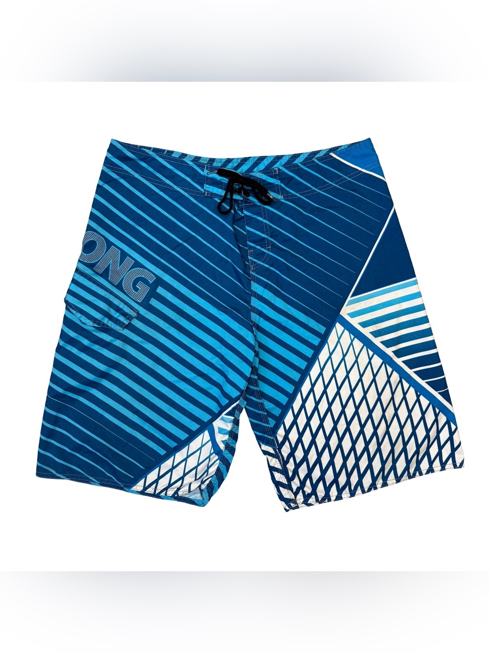 Vintage Billabong Geometric Panel Board Short Blue Size 38